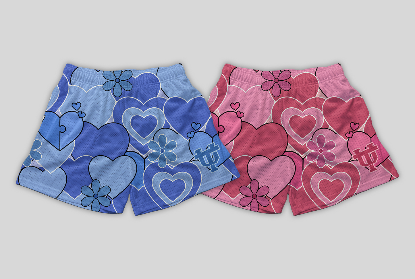 UT Valentinstag Mesh-Shorts Rot